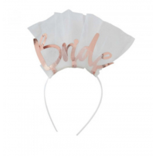 Bride to Be Rose Gold Head Band with Tulle 